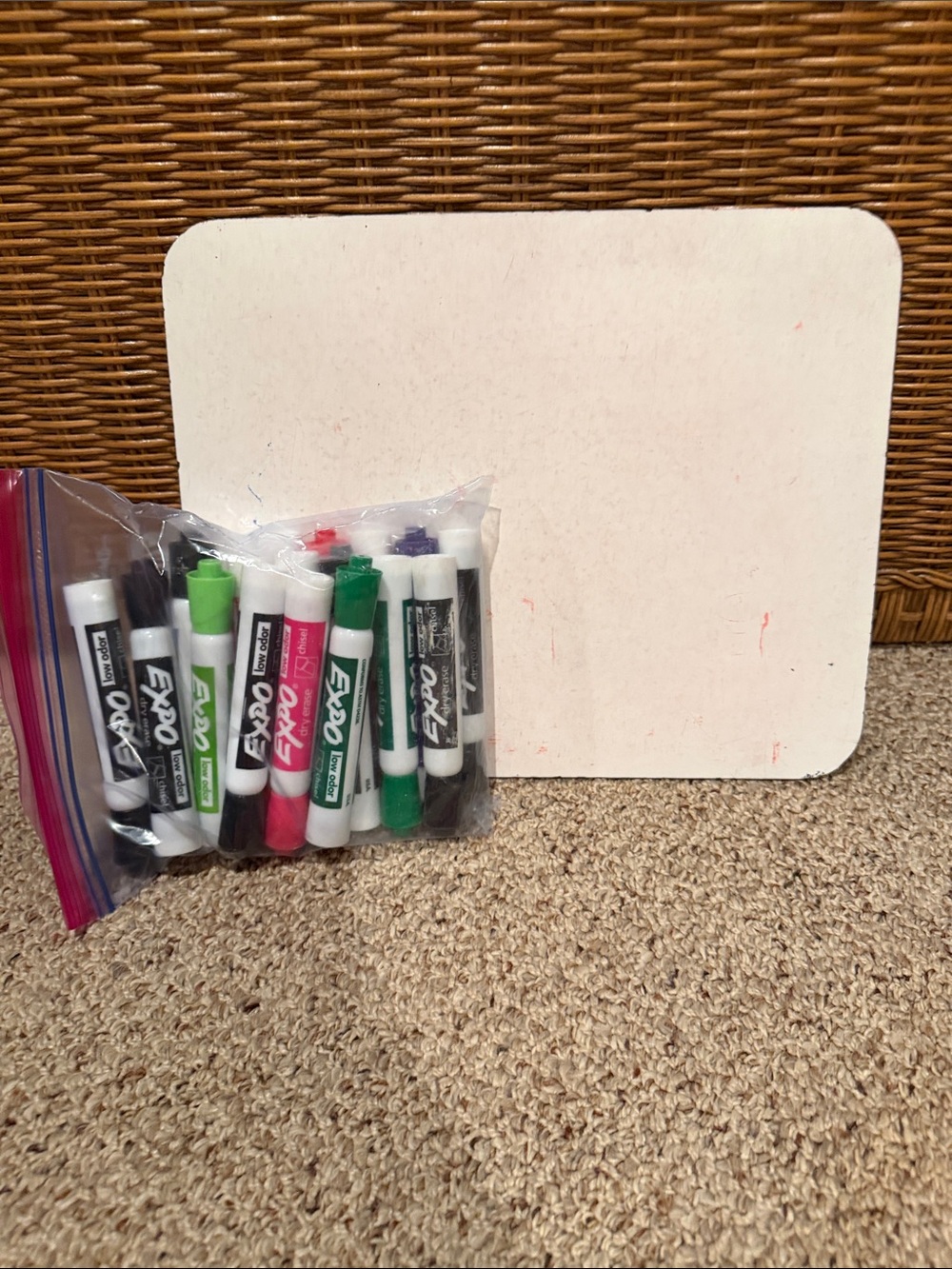 EXPO Dry Erase Markers  (19) and Dry erase board